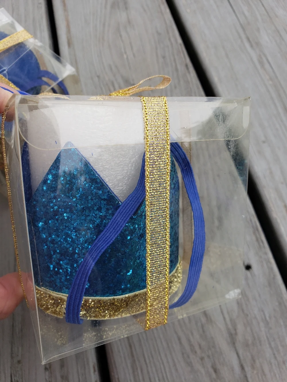 Baby's First Blue Glittery Birthday Crowns - PLAIN NO NUMBER